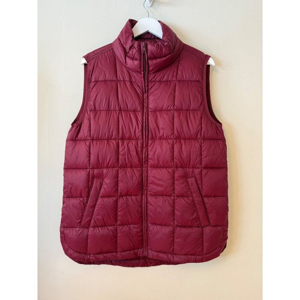 Gap Recycled Quilted Puffer Vest Red Delicious Burgundy Womens Medium